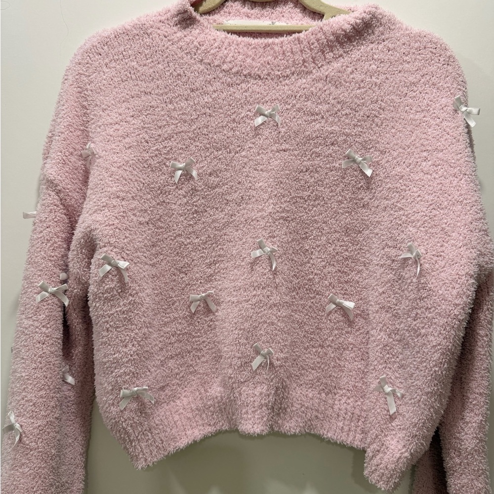 Altar'd State
Tonya Teddy Bow Sweater Cozy Pink Sweater with Bow Accents 0022 - Picture 2 of 2